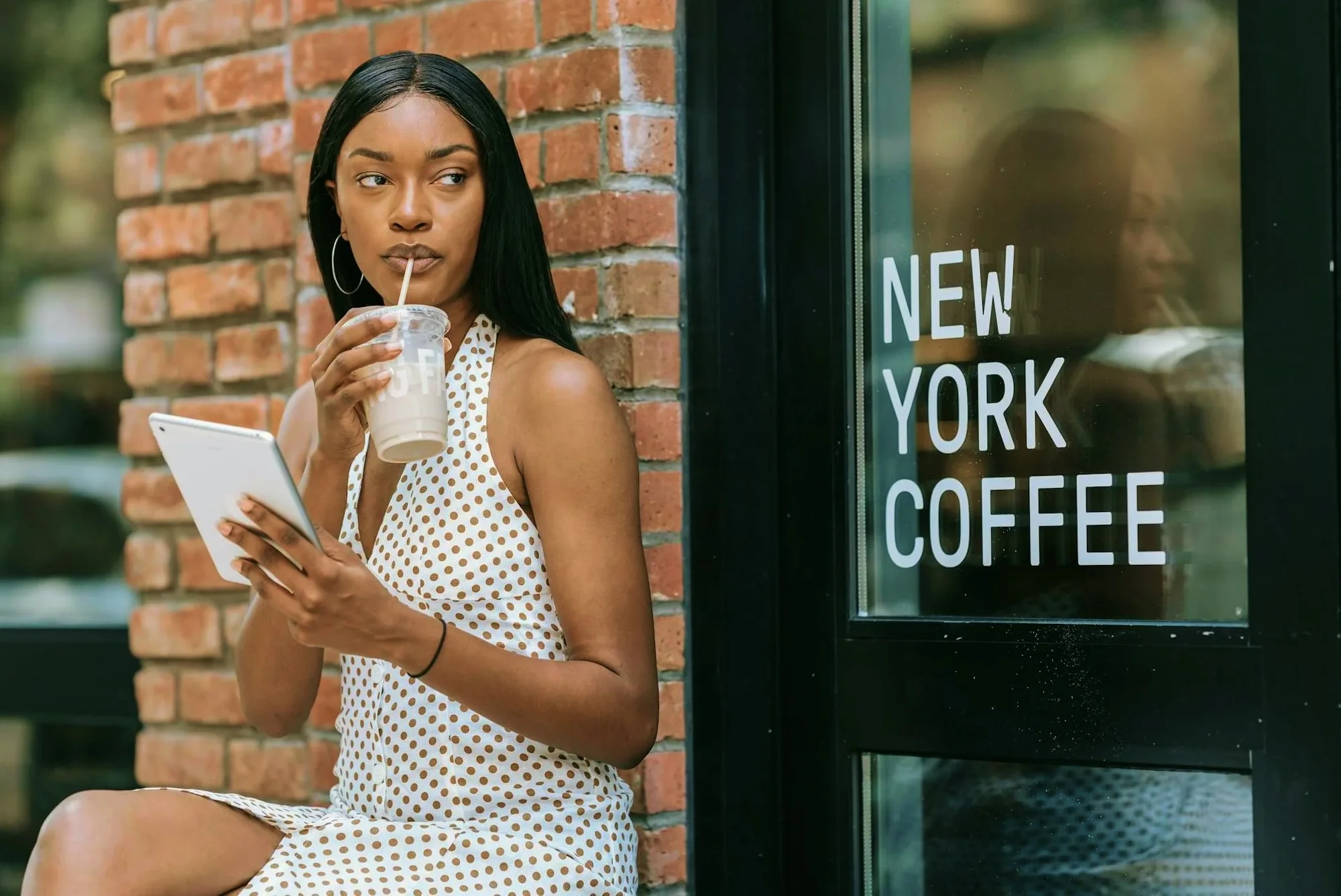 Girl who's drinking a coffee